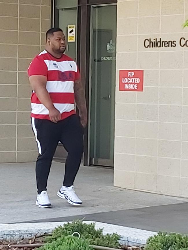 Aofangatukau Fatafehi Finau Langi, 30, arrives at the ACT Magistrates Court last year. He is now charged with a home invasion, arson and shooting attack on the home of Nomads sergeant-at-arms Alexander Miller.