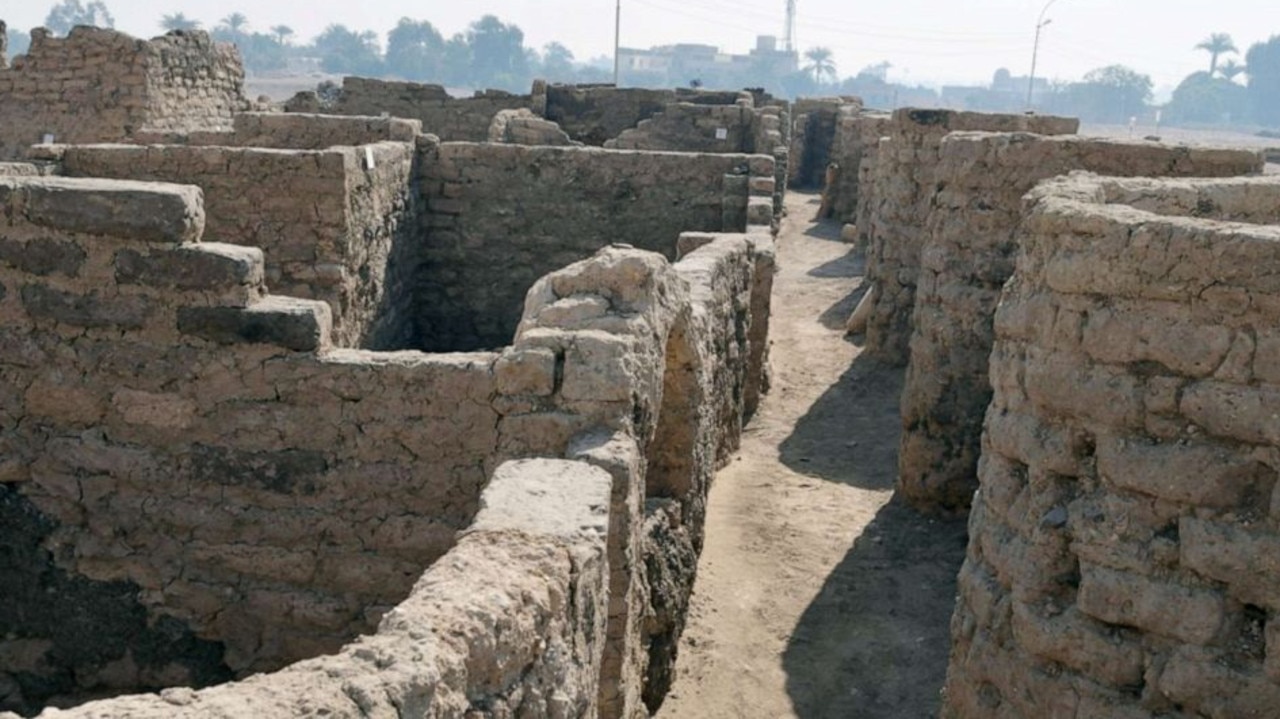 A new archaeological discovery stands in Luxor, Egypt. Picture: Zahi Hawass Centre For Egyptology via Reuters