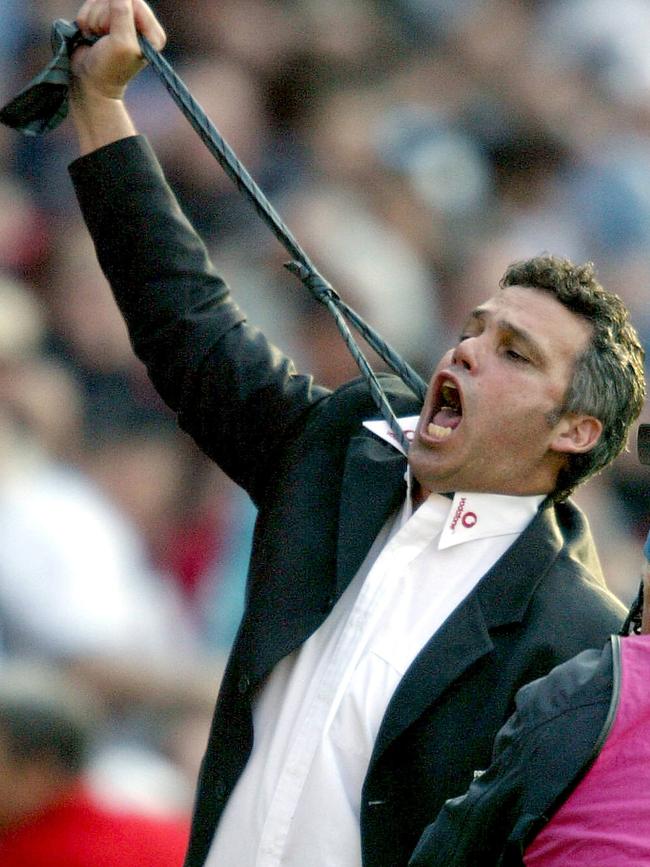 Mark Williams’ famous choker pose after Port Adelaide won the 2004 AFL Grand Final.