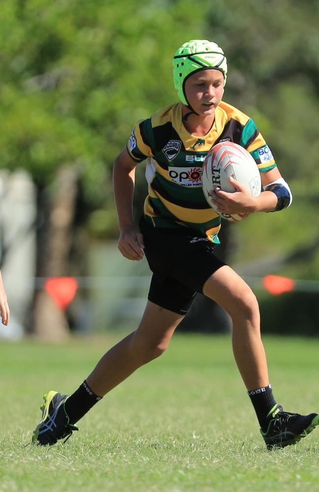 SURFERS PARADISE RUGBY, GOLD COAST , AUSTRALIA - April 10, 2021: Surfers Paradise Dolphins U14sv USQ Saints U14s - Day Two of King of the Country rugby tournament.Played at Surfers Paradise Eagles Rugby Ground at Southport. Picture: Scott Powick Newscorp