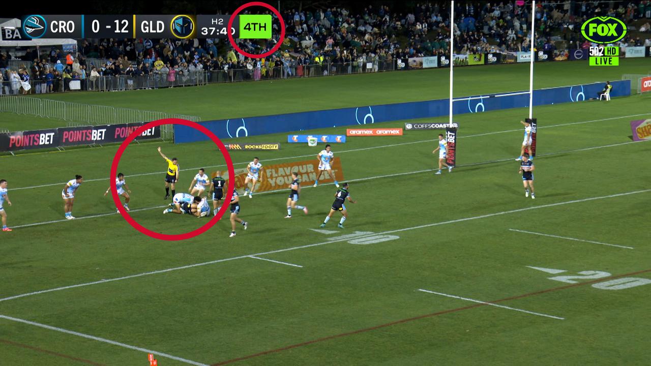 Sharks cruelled by wrong call in Titans loss as ref blunder exposed