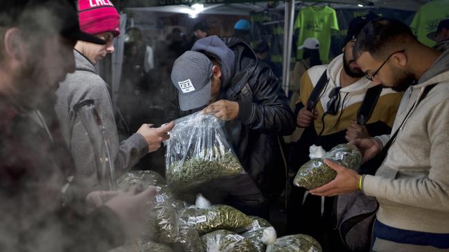 A marijuana farmers market in Adelanto in 2018. Picture: AP