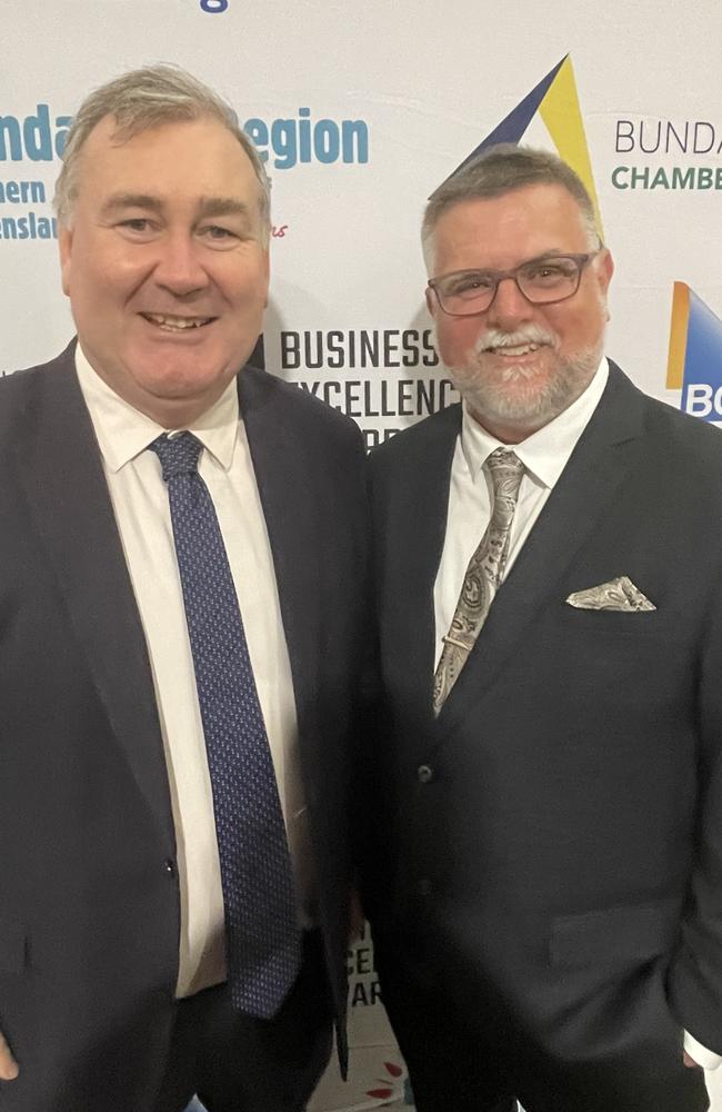 Bundaberg Chamber of Commerce president Tim Sayre (left) and Mayor Jack Dempsey (right) both said the Awards were an opportunity to show thanks to the business community for persevering in tough economic conditions.