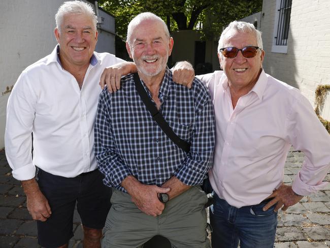 Robert Walls, middle, with great mates Gerard Healy and Mike Sheahan. Picture: Michael Klein