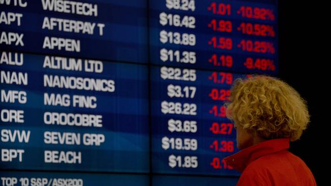 Australia’s benchmark ASX 200 index dropped 1.8 per cent in early trade on Wednesday. Picture: AFP