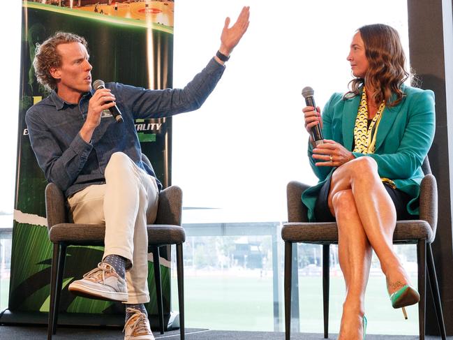 Olympic gold medallists Steve Hooker and Brooke Hanson at the 2024 South East Melbourne Phoenix business luncheon. Picture: Phoenix Media/Kadek Thatcher