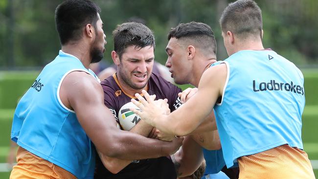 Matt Gillett. The Brisbane Broncos training at Red Hill. Pic Peter Wallis