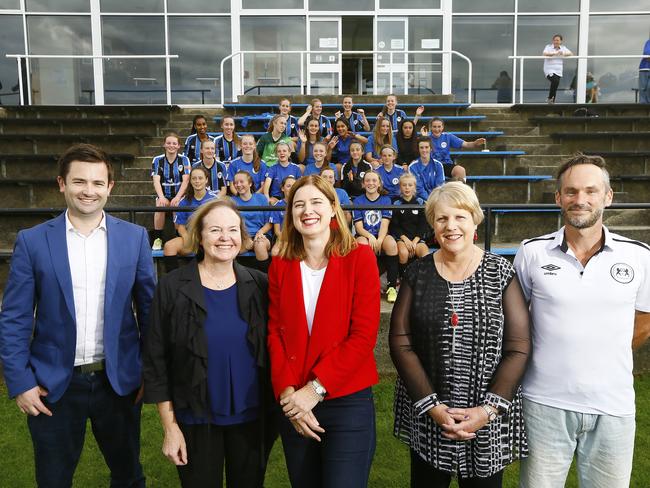 Kingborough Lions president Warren Iles, right, at the announcement during the recent Federal Election that Labor would fund a $1.5 million upgrade to the club’s changerooms. Picture: MATT THOMPSON