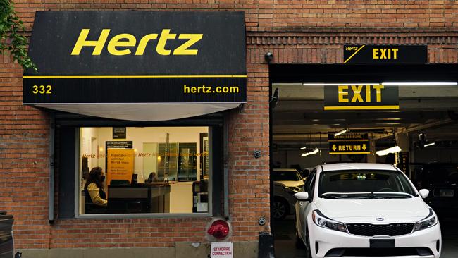 A Hertz Car Rental during the coronavirus pandemic in New York. Picture: Getty Images.