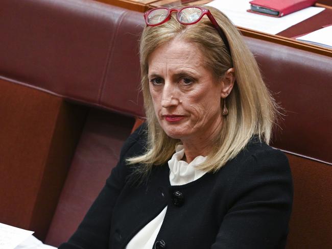 CANBERRA, AUSTRALIA, NewsWire Photos. JUNE 13, 2023: Senator Katy Gallagher during Question time in the Senate Chamber at Parliament House in Canberra. Picture: NCA NewsWire / Martin Ollman