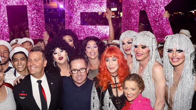 Superstar Cher and the Qantas float. Picture: QANTAS.