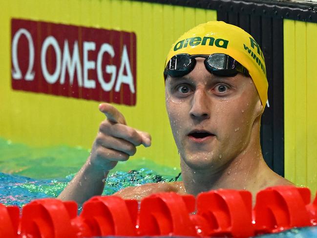 BUDAPEST, HUNGARY – JUNE 18: Elijah Winnington of Team Australia celebrates after winning Gold in the Men's 400m Freestyle Final on day one of the Budapest 2022 FINA World Championships at Duna Arena on June 18, 2022 in Budapest, Hungary. (Photo by Quinn Rooney/Getty Images)