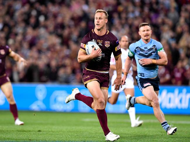 Daly Cherry-Evans gallops away for his try. Picture: Getty Images