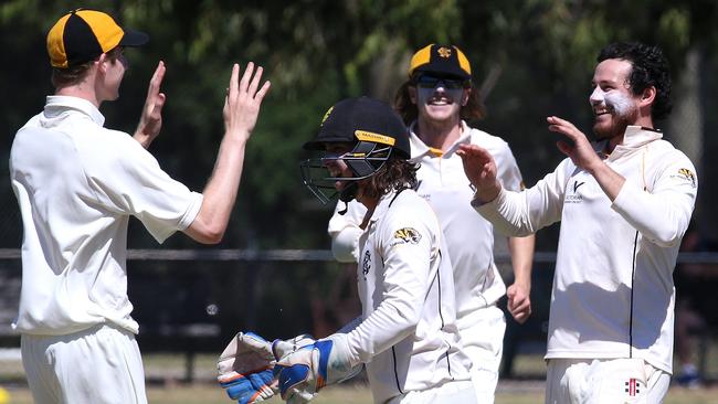 Dom Matarazzo (right) is an important member of a potent Monash bowling attack. Picture: Hamish Blair