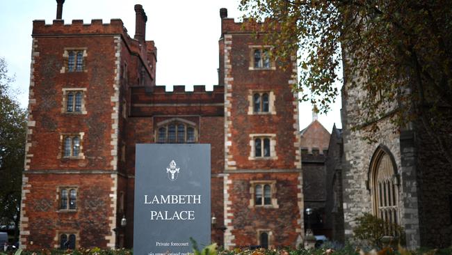 Lambeth Palace, the official residence of the Archbishop of Canterbury, in London. Picture: AFP.