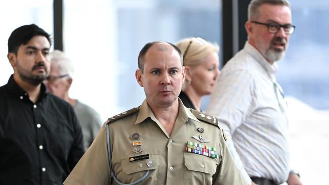 Army Lieutenant-Colonel Tony Cameron, commanding officer and chief instructor of the School of Army Aviation, told the inquiry about his experience instructing pilots. Picture: Dan Peled / NCA NewsWire