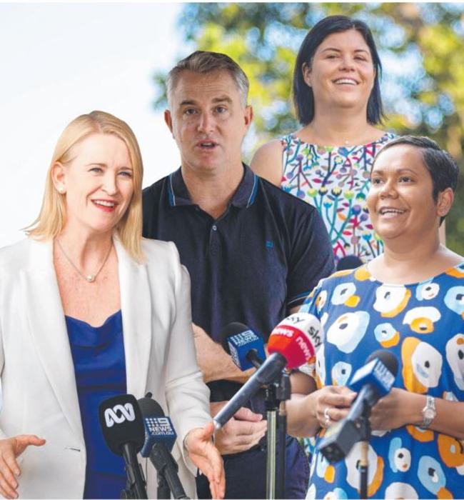 The main contenders for the vacant position of Chief Minister are expected to be (from left to right) Deputy Chief Minister Nicole Manison, MLA Joel Bowden, Health Minister Natasha Fyles and Attorney-General Selena Uibo