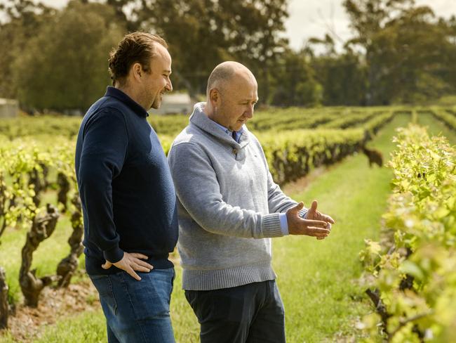 Elderton Wines co-managing directors Allister Ashmead, left, and his brother Cameron Ashmead at Nuriootpa. Picture: Tim Roschi