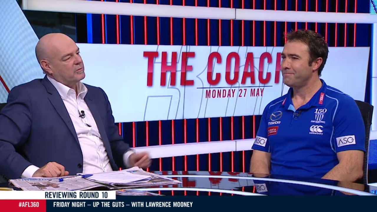 Former North Melbourne coach Brad Scott during his interview on AFL 360 on Monday night.