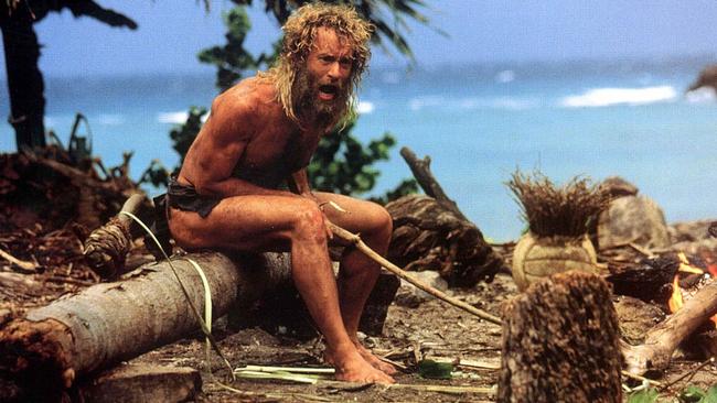 Tom Hanks goes troppo in a scene from the 2000 film <i>Cast Away.</i>