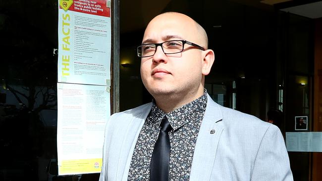 Simon Anquetil, one of the people involved in the Plutus Payroll scandal, leaving the Downing Centre in Sydney. Picture: Hollie Adams