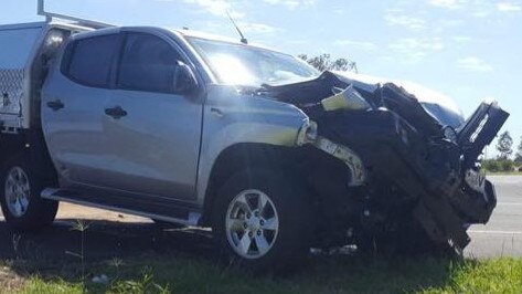 EARLY MORNING CRASH: Paramedics rushed to a two vehicle crash along the Warrego Hwy this morning. Picture: Lachlan Berlin