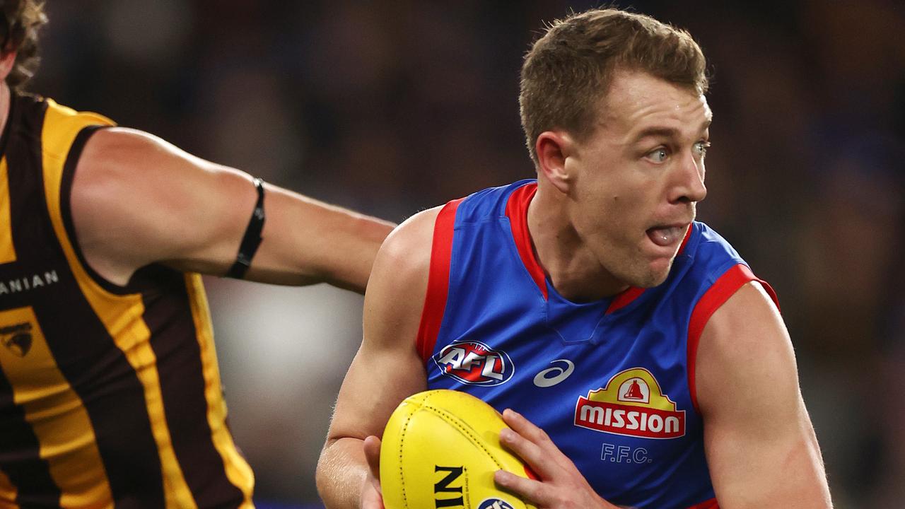 Jack Macrae made it 100 30-plus possession games for the Dogs on Friday night. Picture: Michael Klein