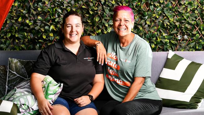 Administration Officer Maddie Deguara with Tina Maher at Mates4Mates Headquarters Townsville. Picture: Alix Sweeney