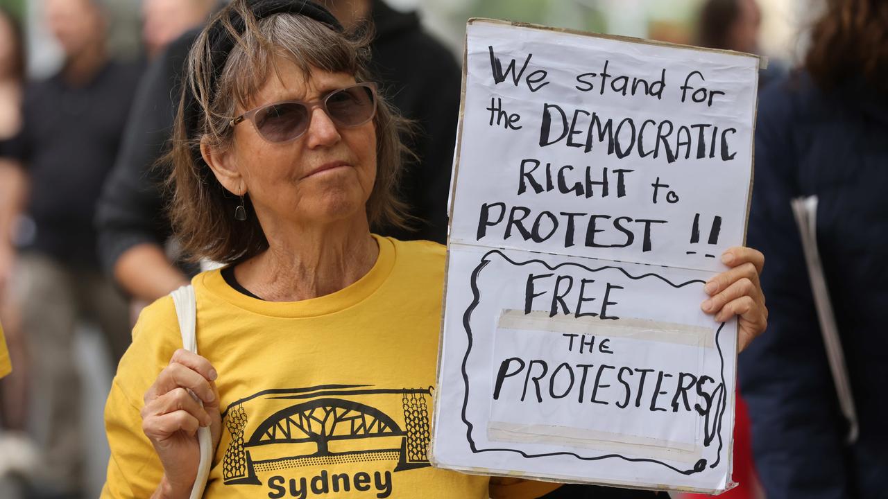 One of the signs in the crowd. Picture: NCA NewsWire / David Swift