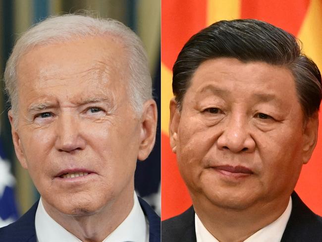 (COMBO) This combination of pictures created on November 11, 2022 shows US President Joe Biden (L) speaking during a press conference a day after the US midterm elections, from the State Dining Room of the White House in Washington, DC, on November 9, 2022 and China's President Xi Jinping (R) speaking after walking with members of the Chinese Communist Party's new Politburo Standing Committee, the nation's top decision-making body, to meet the media in the Great Hall of the People in Beijing on October 23, 2022. - President Joe Biden will urge Chinese leader Xi Jinping to restrain North Korea's "worst tendencies" and tell him that Pyongyang's arms build-up will prompt an "enhanced" US military presence in Asia, a senior official said November 12, 2022. In a December 14, 2022 meeting on the sidelines of the G20 summit, Biden will tell Xi that China has "an interest in playing a constructive role in restraining North Korea's worst tendencies," National Security Advisor Jake Sullivan told reporters. (Photo by Mandel NGAN and Noel CELIS / AFP)