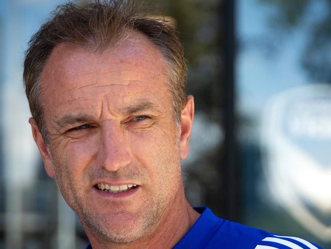 Melbourne Victory coach Grant Brebner speaks to media ahead of Victory's match against Perth on Australia Day. Picture: Mark Stewart