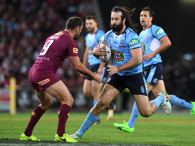 Aaron Woods in action for the NSW Blues in 2017. Picture: AAP Image/Dan Peled