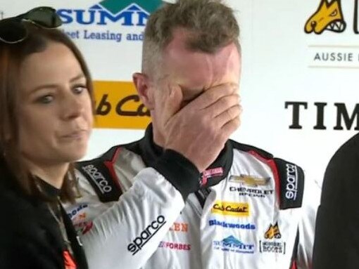 Dale Wood in tears in the garage