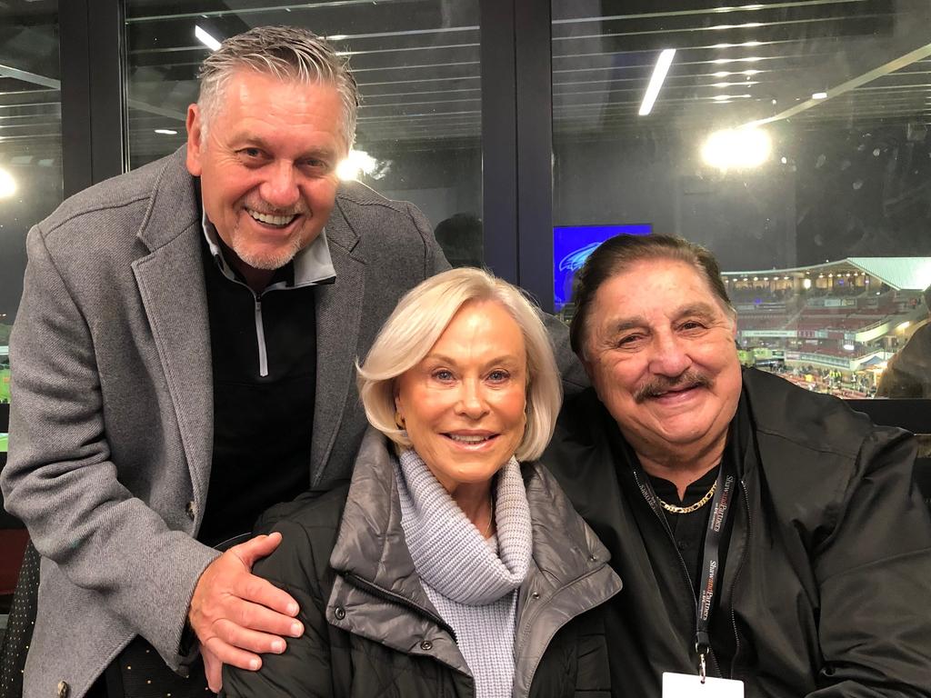 (L-R) Ray Hadley, Anne Fulton and Peter Peters watching Zac Fulton’s debut. Source: Supplied