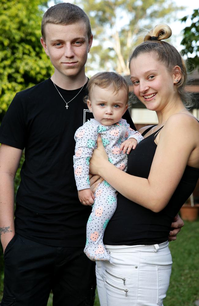 Brendan Nelson is 18. He and his girlfriend Cheyanne Cameron-Eastment, 16, already have a one-year-old daughter, Brenda. They’re now expecting another child. Picture: Jonathan Ng