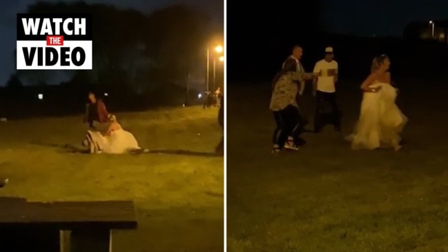 Bride filmed brawling on wedding day