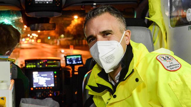 JUNE 4, 2022: South Australian Premier Peter Malinauskas spent a night with paramedics in an ambulance. PHOTO:  Brenton Edwards