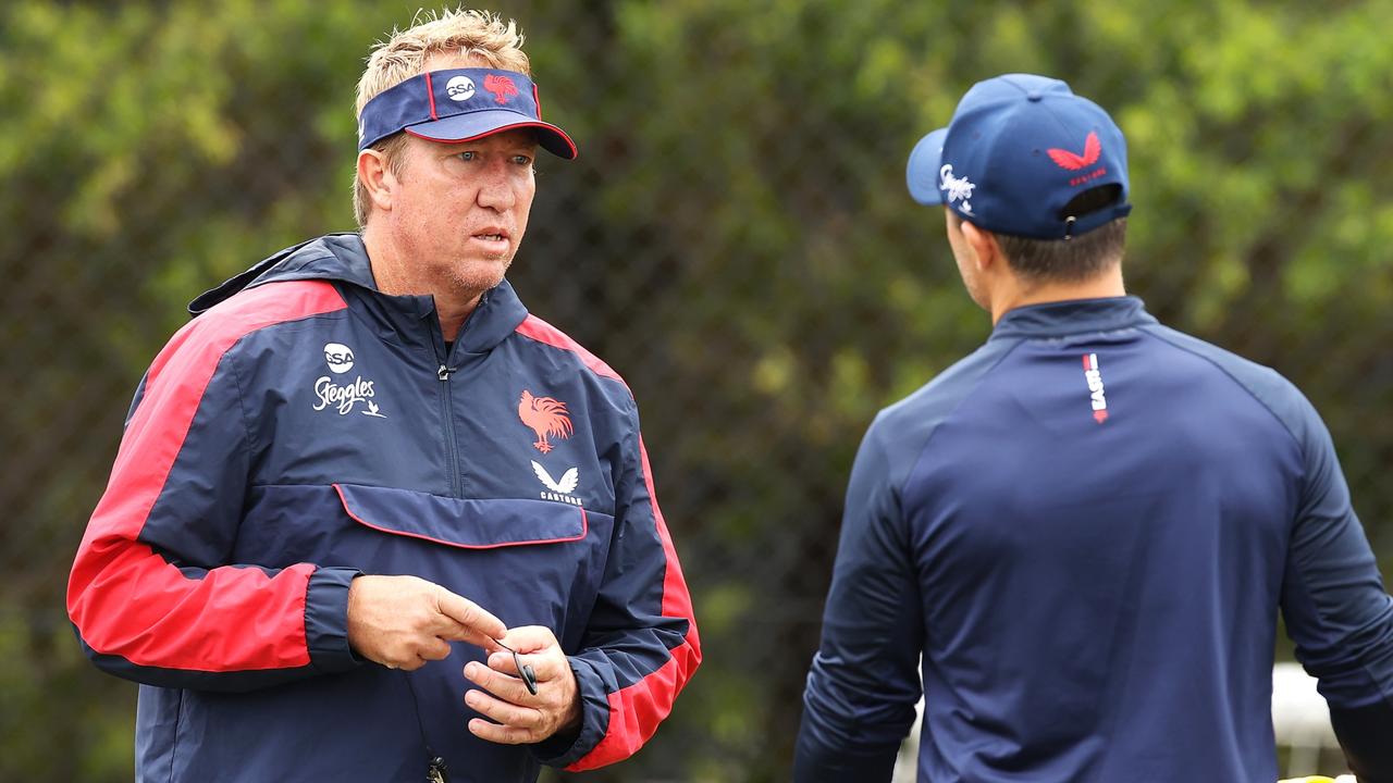 Trent Robinson wasn’t impressed by some of Gerard Sutton’s decision in the Roosters’ match against Penrith. Picture: Mark Kolbe/Getty Images