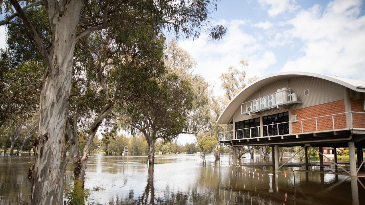 Floodwaters at Forbes in the NSW Central West following last week’s deluge. Picture: NCA NewsWire / Sarah Hodge