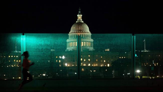 The newly installed security fence at the base of Capitol Hill. Picture: AFP