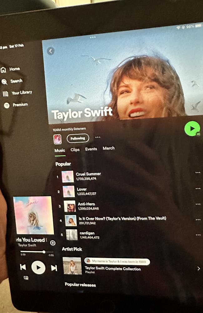 The last thing Mieka Pokarier looked at on her iPad was a playlist of Taylor swift songs. Picture: Supplied