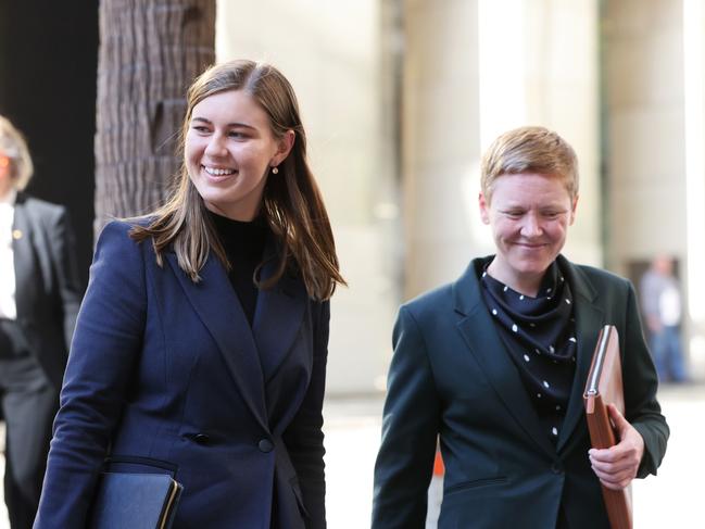 Higgins pictured arrives at the Commonwealth Parliamentary Offices in Sydney with Heidi Yates, the Victims of Crime Commissioner for the ACT, for a meeting with then-prime minister Scott Morrison. Picture: NCA NewsWire / Damian Shaw