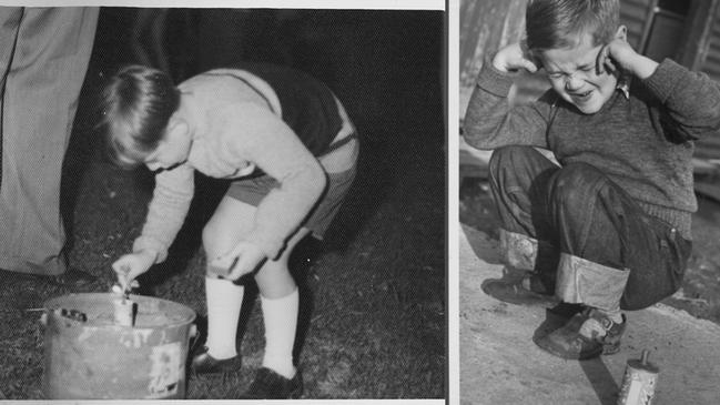 Children lighting crackers as part of Guy Fawkes celebrations. Pictures: State Library of South Australia, State Library of Victoria