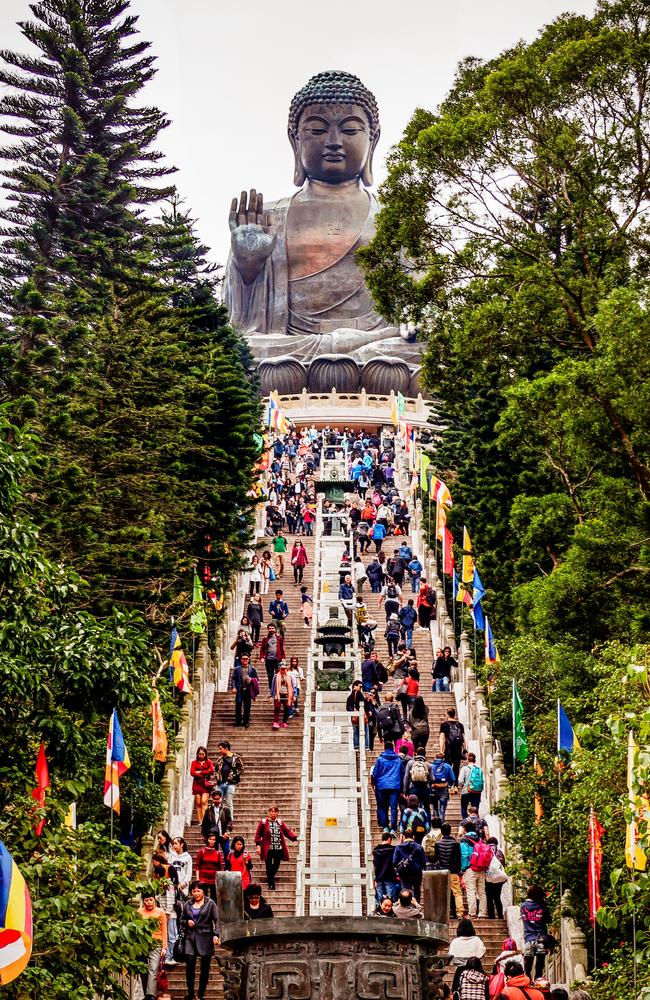 Stairway leading to the Big Buddha statue at Ngong Ping, Lantau Island, Hong Kong. Photo - Getty Escape 11 June 2023 Hong Kong