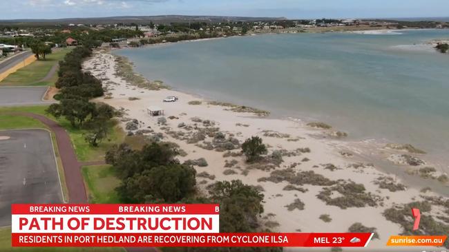 The footage included clips from Kalbarri, which was devastated by Seroja in 2021. Picture: Sunrise/Channel 7