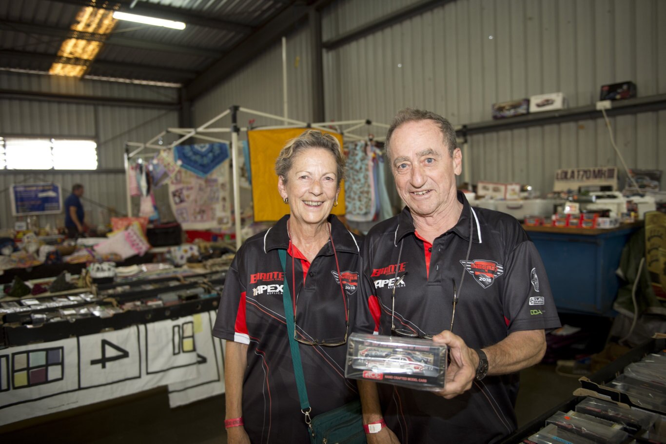 Tony and Sharllyn Hanna are passionate about model cars and come from Tallebudgera every year for the meet. Swap Meet at Showgrounds. February 2019. Picture: Bev Lacey