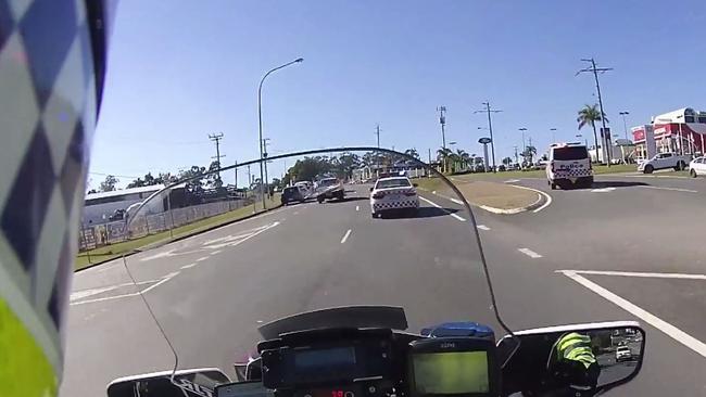 Screen grab from video showing the police pursuit of a stolen ute driven by Logan Dreier on the Gold Coast.