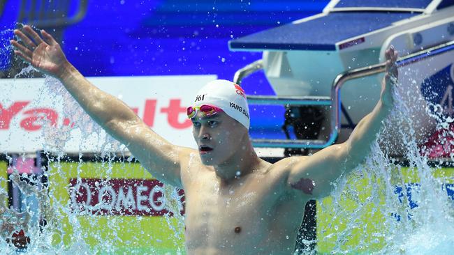 Sun Yang carried on after the win. Picture: Getty