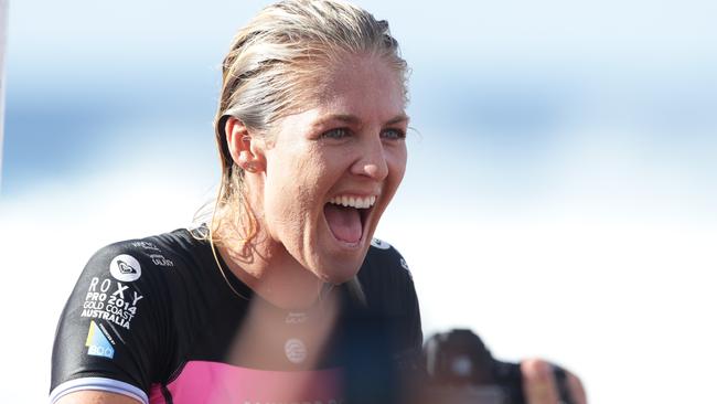 Steph Gilmore after winning the Roxy Pro at Snapper Rocks. Picture: Luke Marsden.