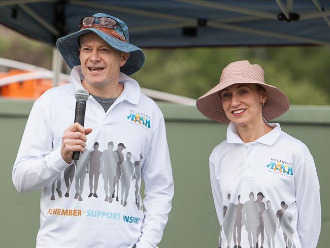 Richard Scolyer and Georgina Long promoting sun safety. Picture: Supplied